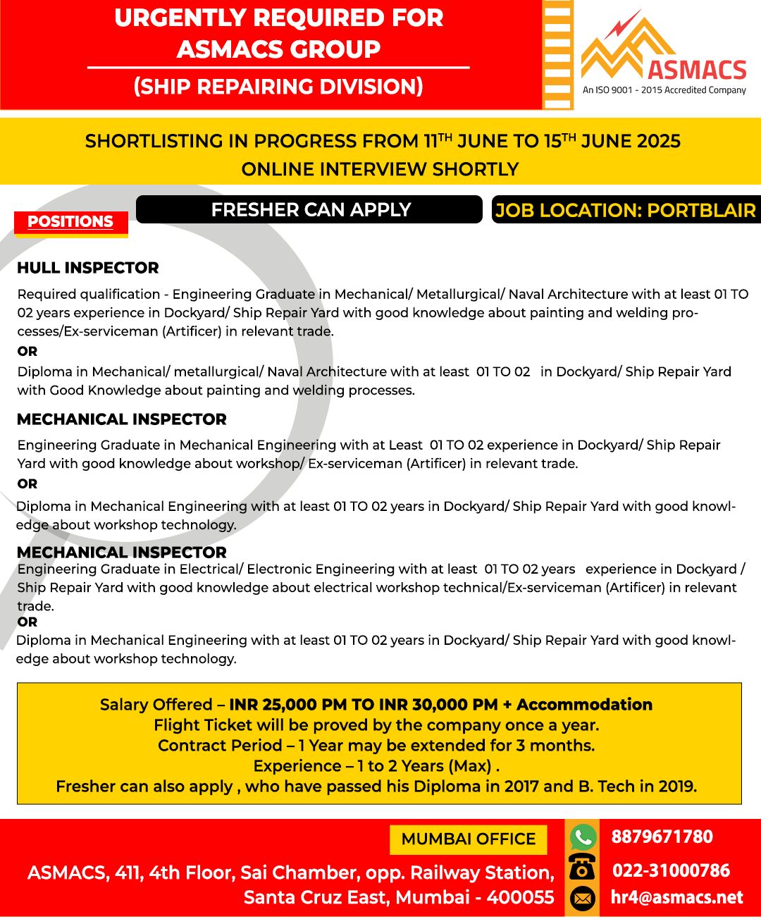 Jobs in Ship Repairing